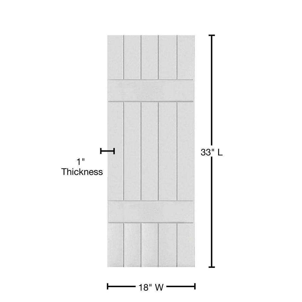Primed White Pine Board and Batten Exterior Shutters, 18" x 33"