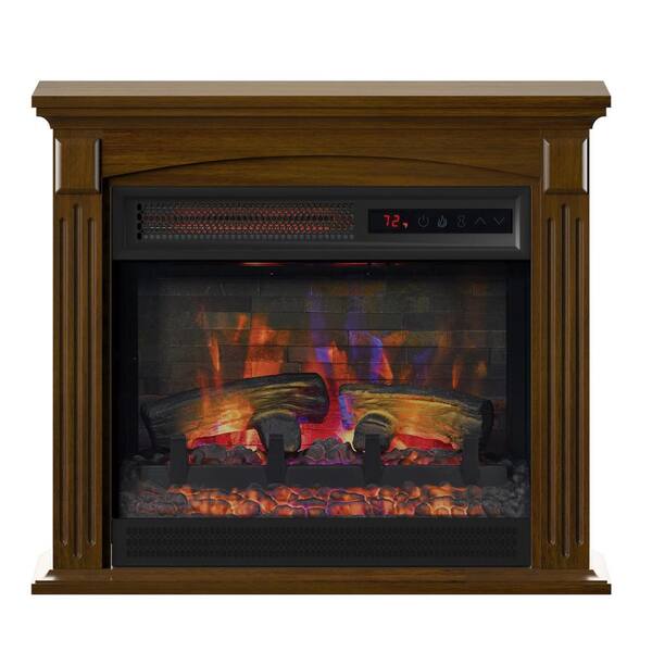 Duraflame 21.50 in. Freestanding Wall Mantel Infrared Quartz Electric  Fireplace with Crackling Sound in Burnished Walnut 120154 - The Home Depot