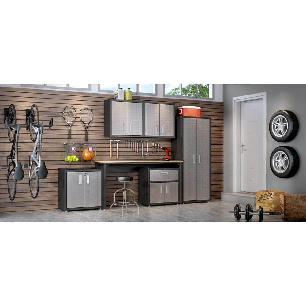 Gray Steel Lockable Wall Cabinet with Adjustable Shelving