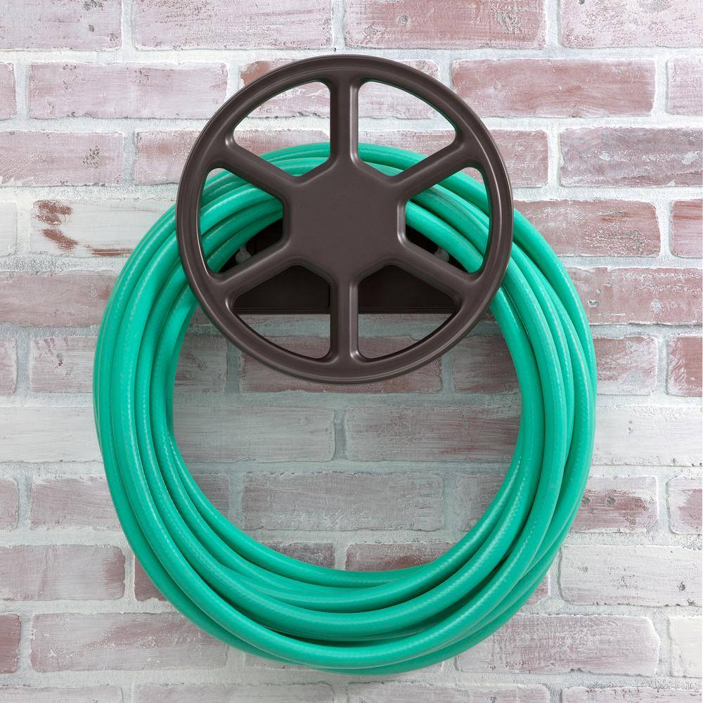 Black Steel Wall Mounted Garden Hose Reel Holder