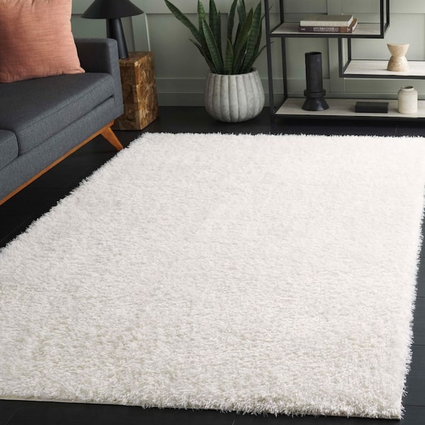 Lindsay Shag 5 ft. x 8 ft. Ivory Modern Solid Area Rug