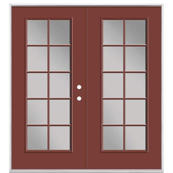 Masonite 72 in. x 80 in. Red Bluff Steel Prehung Left-Hand Inswing 10-Lite Clear Glass Patio Door without Brickmold