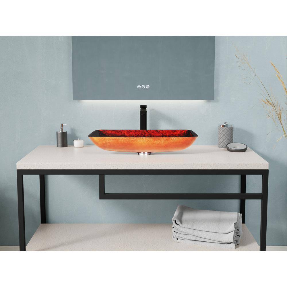 Celestial Bronze Rectangular Glass Above-Counter Bathroom Sink