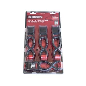 10 ft. x 1 in. Cam Buckle Tie-Down Straps with S-Hook (4-Pack)