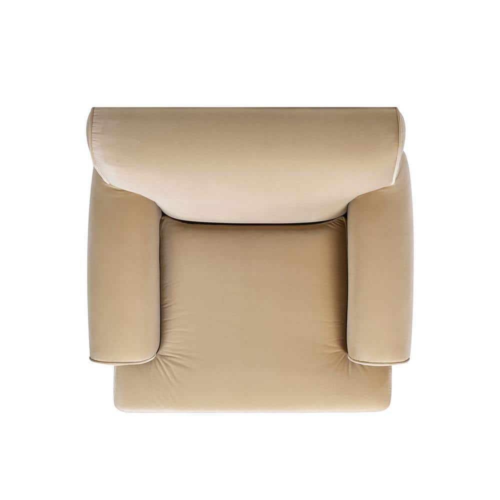 Fawn Brown Velvet Handcrafted Accent Chair with Wood Frame