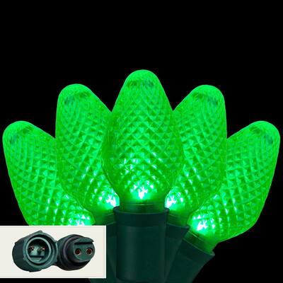 24 ft. 25-Light LED Green Commercial C7 String Lights with Watertight Coaxial Connectors