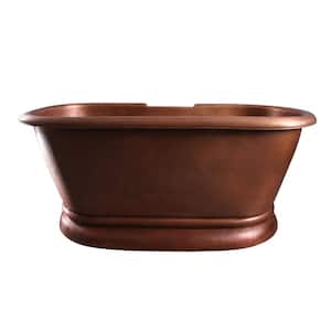 Reedley 60 in. Copper Double Roll Top Flatbottom Non-Whirlpool Bathtub with 7 in. Deck Holes