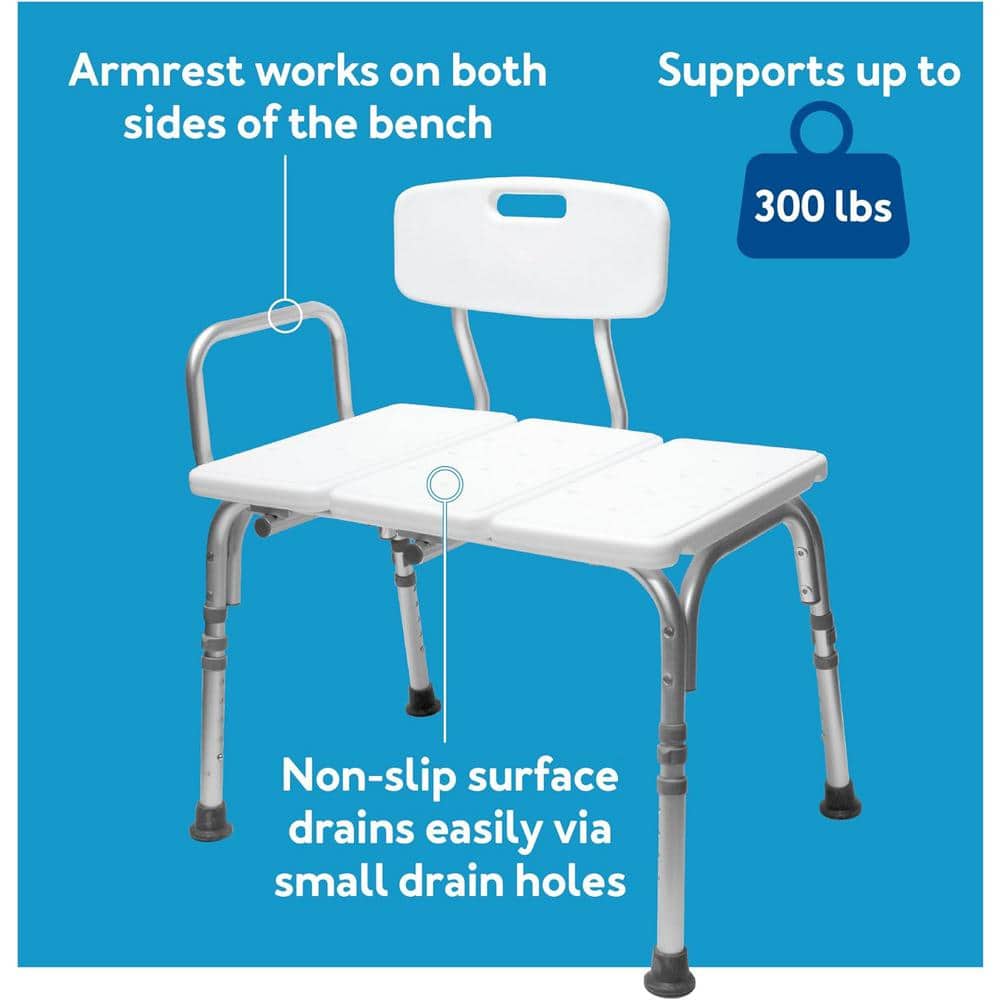 White Adjustable Plastic Bathtub Transfer Bench