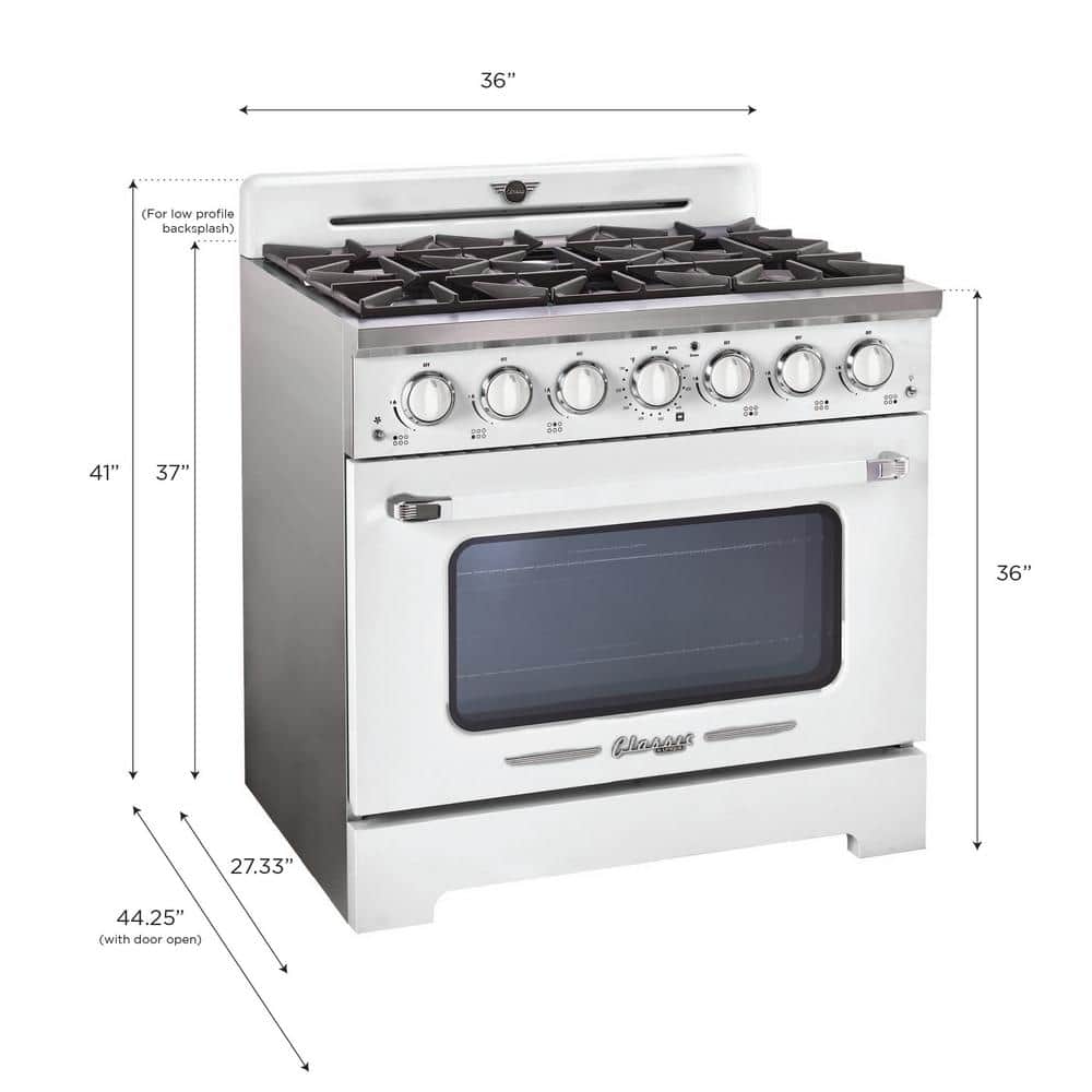 Marshmallow White 36" Retro Freestanding Gas Range with Convection Oven