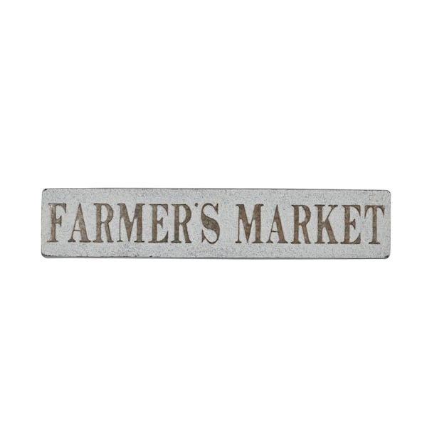 Litton Lane Beige Metal Farmhouse Sign Wall Decor 10 in. x 36 in.