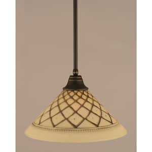 Sparta 100-Watt 1-Light Dark Granite Bowl Mini Pendant Light with Glass Shade