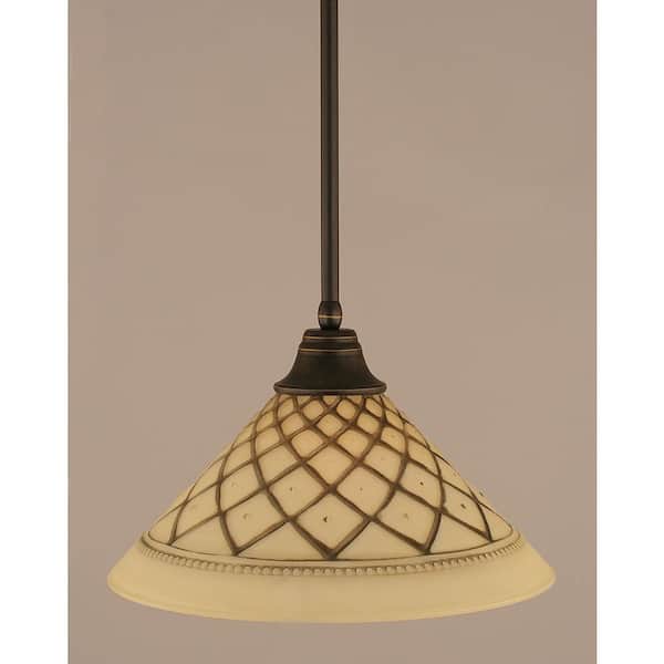 Unbranded Sparta 100-Watt 1-Light Dark Granite Bowl Mini Pendant Light with Glass Shade