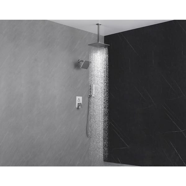 Luxury Single Handle 2-Spray Shower Faucet 1.8 GPM with HighPressure Shower and Push Button Diverter in Brushed Nickel