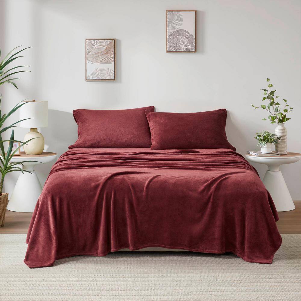 Twin Burgundy Soft Plush Microfiber Sheet Set