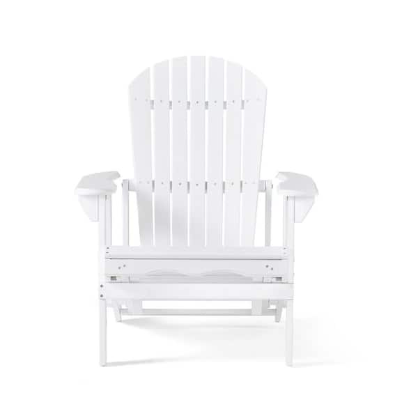 Unbranded ReclineRustic White Acacia Wood Adirondack Chair with Footrest