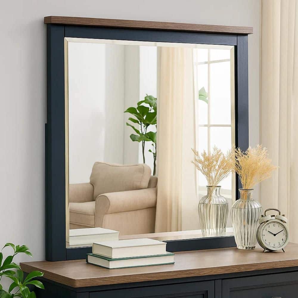 Tela Dark Brown 2 in. W x 36 in. H Modern and Contemporary Square Wood Framed Mirror price history on PriceWatchPro