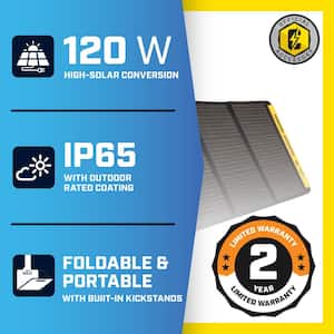 120-Watt Portable Foldable Solar Panels for Power Stations with Extension Cable and Kickstand