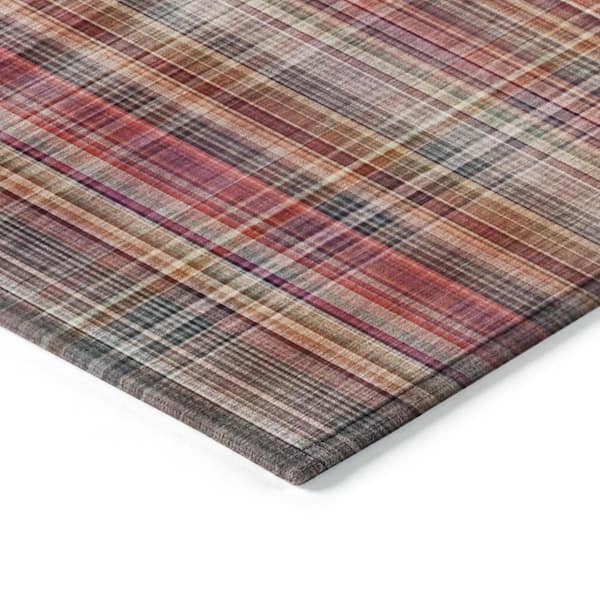 Red 3 ft. x 5 ft. Woven Plaid Rectangle Indoor/Outdoor Area Rug