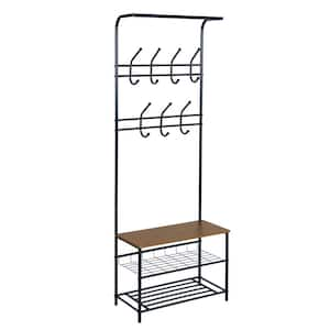 TRIBESIGNS WAY TO ORIGIN Carmalita Brown Closet Organizer Hanging Rod  Garment Shelves 4 Drawers 8 Hooks Rack 70.9 in. H x 15.7 in. W x 47.2 in. D  HD-F1636-WZZ - The Home Depot