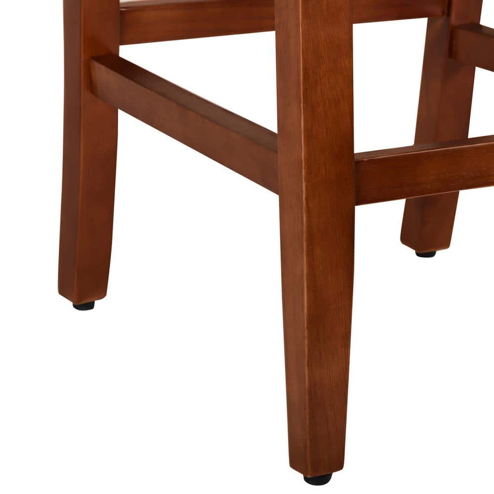 Luxury 29" Brown Faux Leather Barstool with Wood Legs
