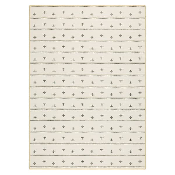 EVERWASH Haven 8 ft. x 10 ft. Beige/Brown Scandinavian Stripe Washable Area Rug