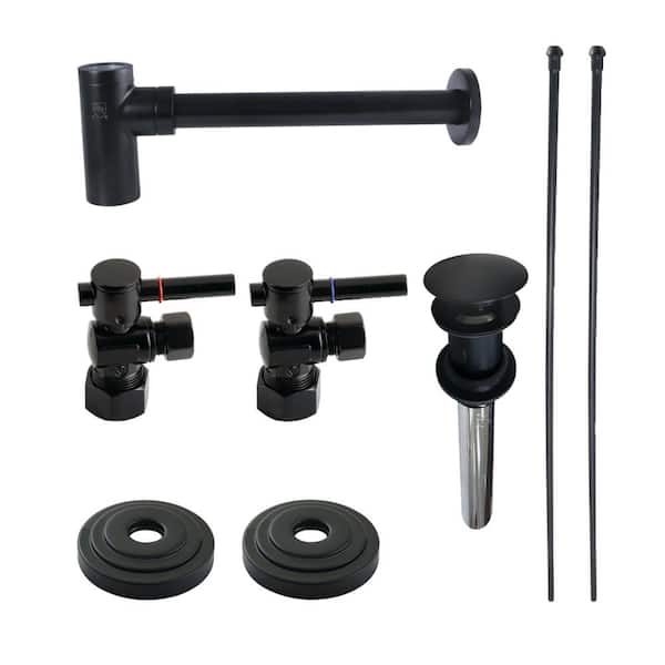 Kingston Brass Trimscape Bathroom Plumbing Trim Kits with P-Trap and Overflow Drain in Matte Black