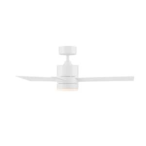 San Francisco Indoor and Outdoor 3-Blade Smart Ceiling Fan 44 in. Matte White with 3000K Integrated Kit and Remote