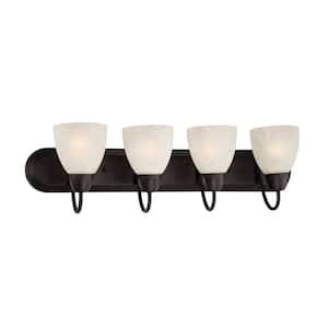 Torino 4-Light Oil Rubbed Bronze Vanity Light with Alabaster Glass Shades