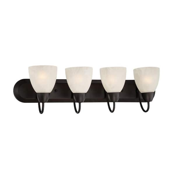 Designers Fountain Torino 4-Light Oil Rubbed Bronze Vanity Light with Alabaster Glass Shades