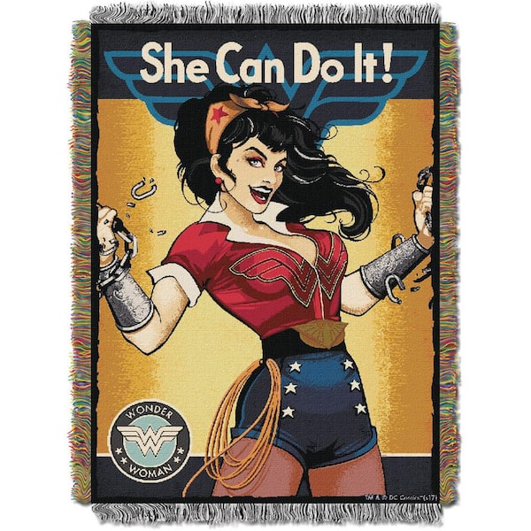 THE NORTHWEST GROUP Wonder Woman, She Can Woven Tapestry Throw Blanket