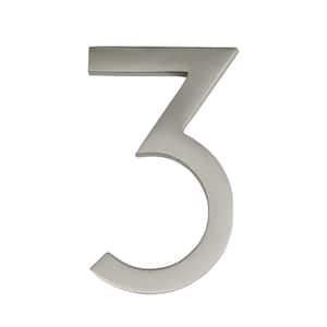Frank Lloyd Wright Collection 4 in. Wright Satin Nickel Floating House Number 3