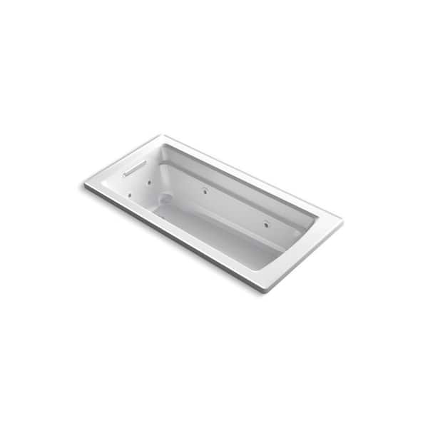 KOHLER Archer 66 in. x 32 in. Rectangular Whirlpool Bathtub with Reversible Drain in White