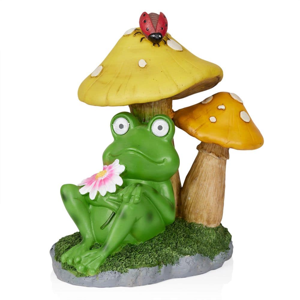 12 in. Tall Solar Frog Relaxing Under Mushroom Statuary Garden Statue price history on PriceWatchPro