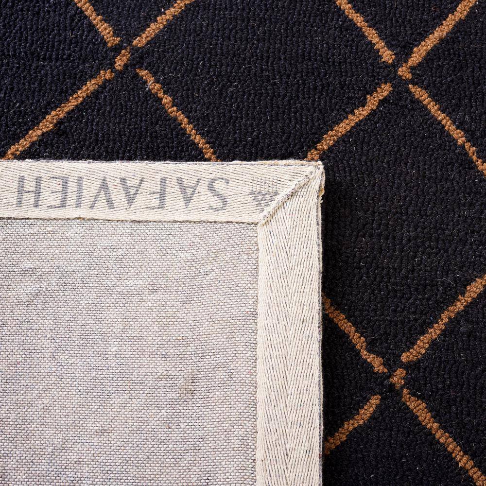 Black Floral Hand-Hooked Wool Runner Rug