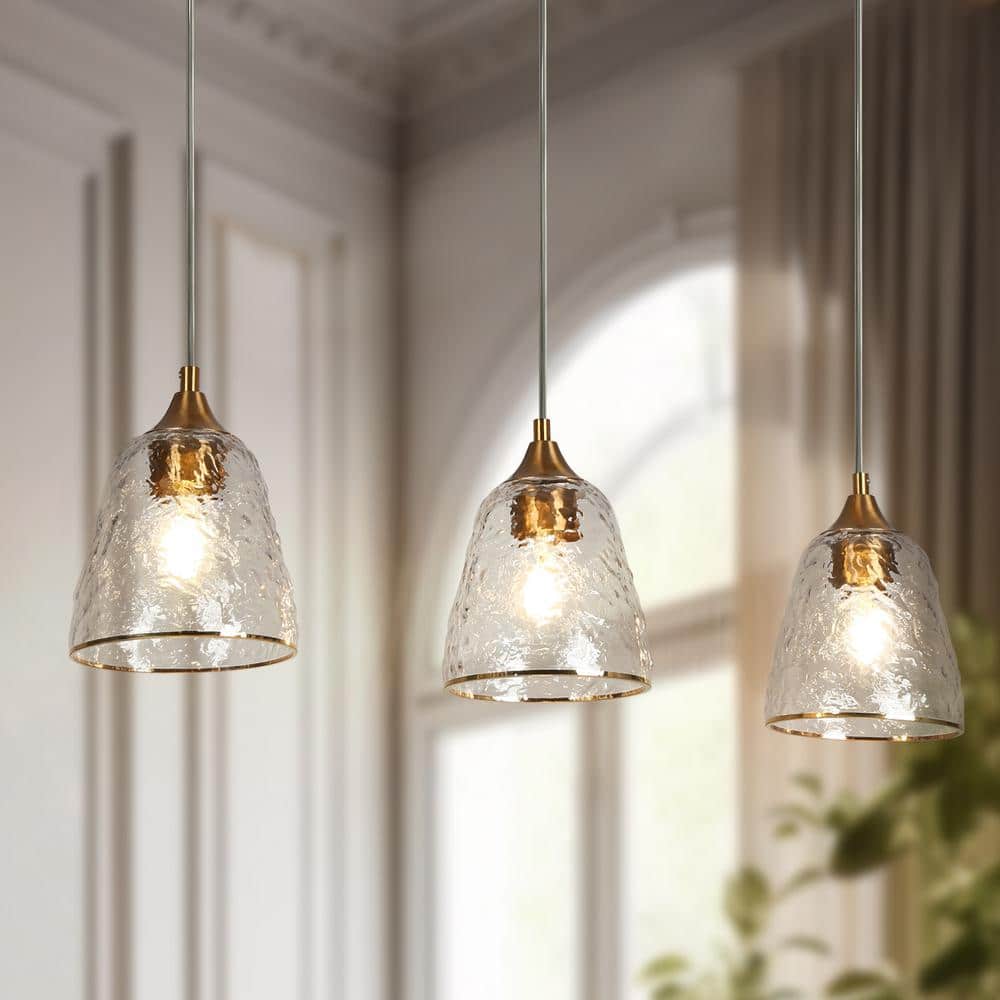 LNC Aurabe Modern Plated Brass Kitchen Island Chandelier with Bell