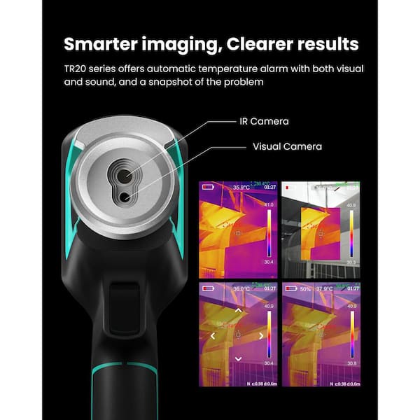 Infrared Thermal Imaging Camera with Video Recording, 2.8 in. LCD Display, -4°F to 1022°F Range, Temperature Alarm