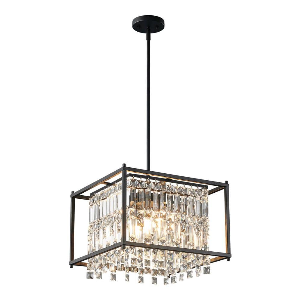 Home Lighting 60W 4-Light Black Square Crystal Modern Adjustable Height Chandeliers for Kitchen Island price history on PriceWatchPro