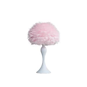 18.25 in. Soft Pink Feather White Contour Glam Table Task&Reading Lamp