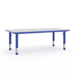 Wren Blue Kids Rectangular Plastic Height Adjustable Activity Table with Grey Top