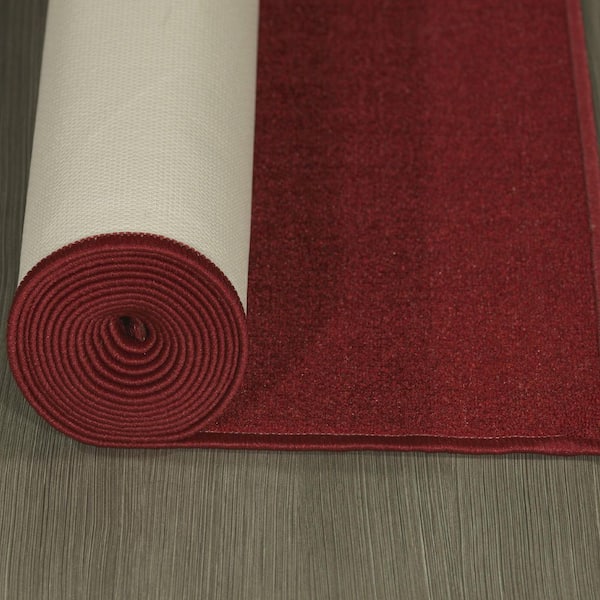 Sweet Home Stores Non-Slip Rubberback Modern Solid 2x5 Indoor Runner Rug, 20 inch x 59 inch, Red