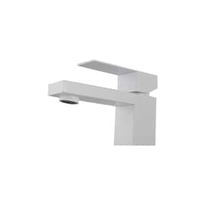 Vanity Single Handle Bathroom Faucet with Pop Up Drain Stopper and Water Supply Hoses in White