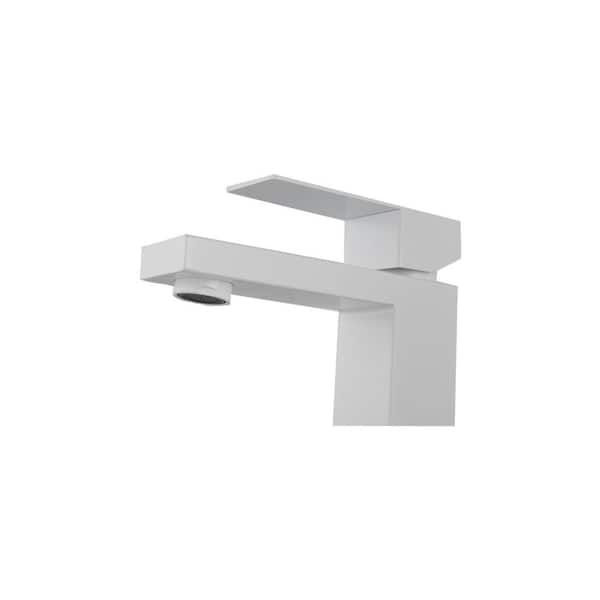 Lukvuzo Vanity Single Handle Bathroom Faucet with Pop Up Drain Stopper and Water Supply Hoses in White