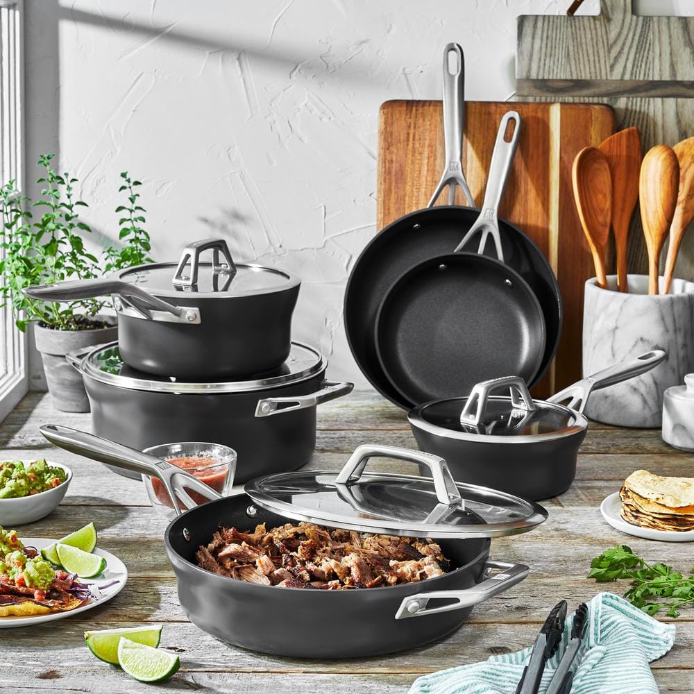 Zwilling Motion 10-Piece Black Aluminum Nonstick Cookware Set