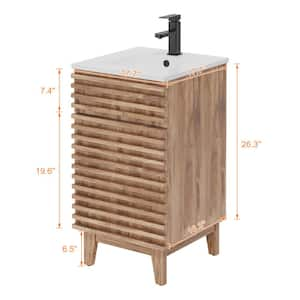 18 in. W x 17.7 in. D x 33.5 in. H Single Sink Bath Vanity in Oak with White Ceramic Top and Drain Faucet Set