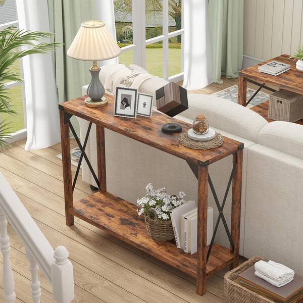 brown console table with storage