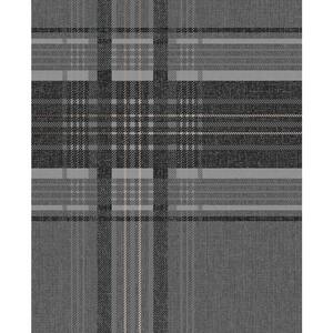 Rhea Plaid Charcoal/Rose Gold Wallpaper Sample