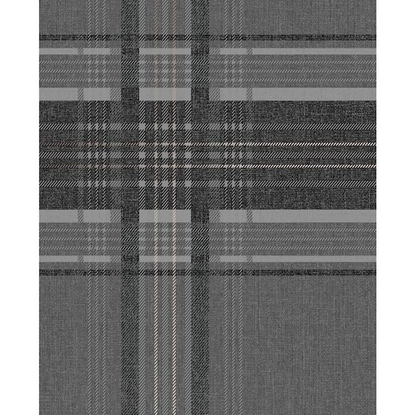 Unbranded Rhea Plaid Charcoal/Rose Gold Vinyl Peelable Roll (Covers 56 sq. ft.)