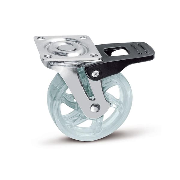 Richelieu Hardware 2-15/16 in. (75 mm) Clear Braking Swivel Plate Caster with 88 lb. Load Rating