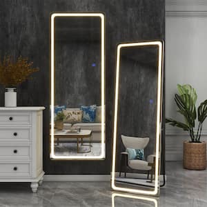 16 in. W x 63 in. H LED Full Length Rectangular Frameless Mirror in White