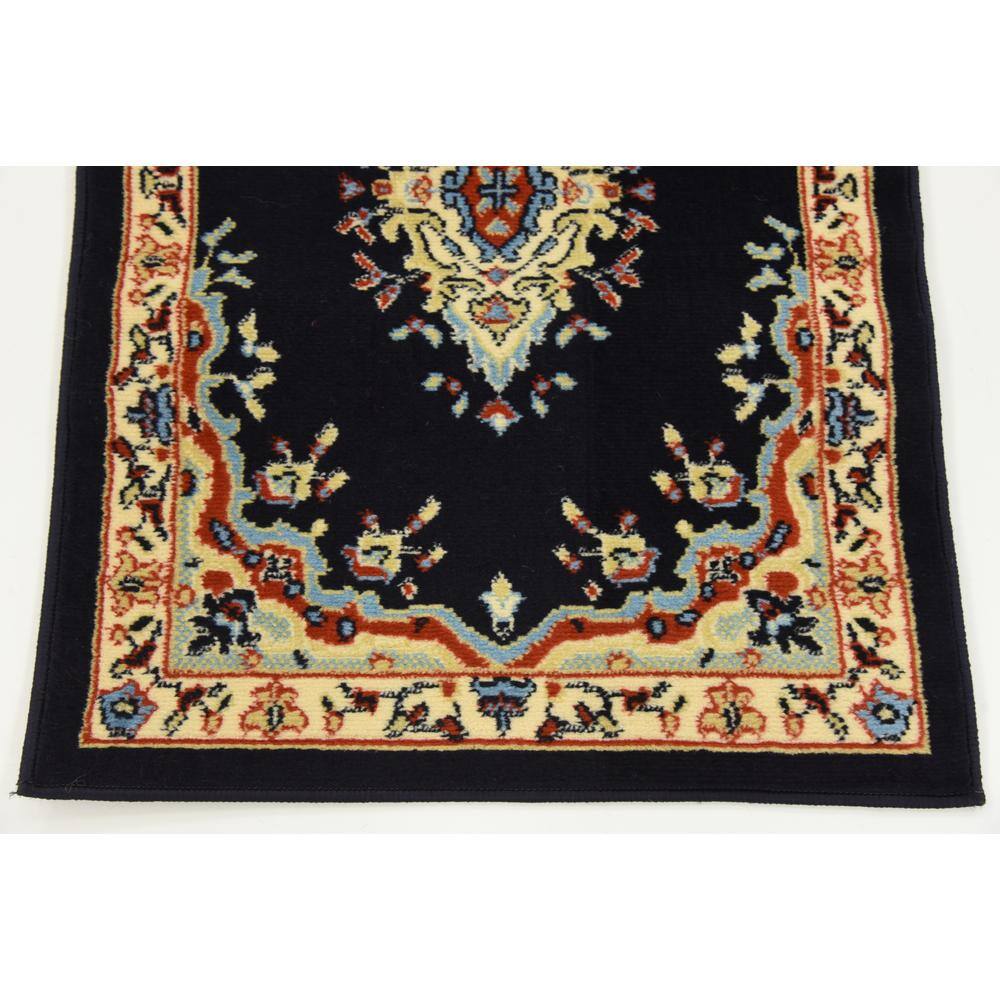Handmade Navy Blue Rectangular Medallion Synthetic Rug